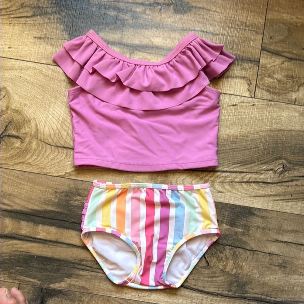 Ruffle Butts Rainbow Dream Stripe Orchid Ruffle Tankini